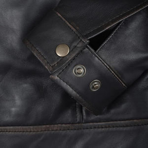 Wholesale Custom Solid Color Casual Wear Sheepskin Leather Jacket for <b>Men</b> Streetwear New Fashion Comfortable Windproof Jackets - Product Image 6