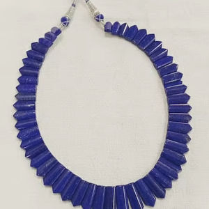 สร้อยคอสไตล์ยูนิเซ็กส์ทำมือกับพลอยไพฑูรย์และไข่มุกน้ำจืดธรรมชาติของขวัญปาร์ตี้สร้อยคอ Lapis Lazuli - Product Image 2