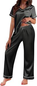 Wholesale Two Piece <b>Sets</b> Lounge Wear Pijamas Long Sleeve Pants <b>Satin</b> Silk Pajamas for Women <b>Set</b> - Product Image 3
