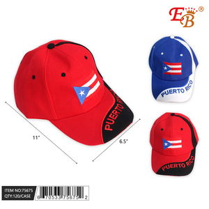 Gorra de Béisbol Bordada EB Puerto Rico de 6 Paneles, 100% Poliéster, Visera Ajustable, Unisex, Casual para Adultos - Product Image 1