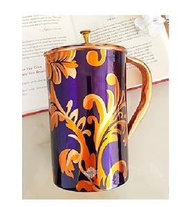 Prime Quality <b>Enamel</b> Printed <b>Jugs</b> With Glass 100% Pure Copper Drinking <b>Jug</b> With Glass Set Printed Copper Glass for Restaurant - Product Image 4