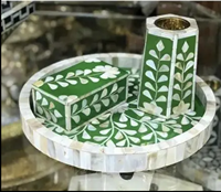 Quemador de incienso de sándalo islámico árabe con incrustaciones de nácar, set de artesanía india Tayyab para Oud, Dukhoon y Coriander Plug