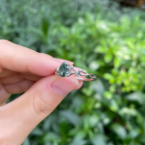 Anillo de Plata de Ley 925 con Ágata Musgosa para Mujer, Diseño de Hoja Inspirado en la Naturaleza, Joyería Única, Regalo para Ella, Precio de Fábrica - Product Image 4