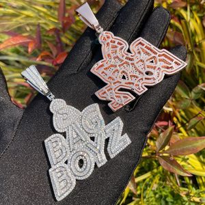 Pendentif Baguette Iced S Money Bag Boyz plaqué or 14 carats, luxe tendance, personnalisé, moissanite, hip hop, bling, argent sterling, cadeau, fête - Product Image 6