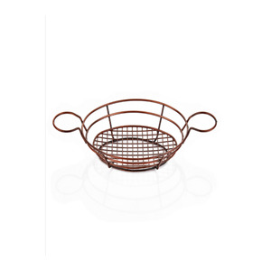 Rustic Copper Oval Serving <b>Basket</b> 25x18 cm with Handles for Serving <b>Bread</b> and Fruit Durable Food Serving <b>Basket</b> - Product Image 1