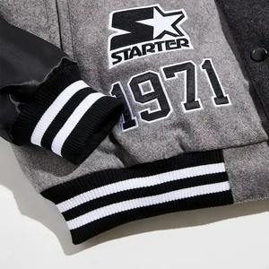 Patchs de broderie de logo personnalisé de l'usine de fabrication OEM Lettermen Baseball Bomber Jacket Tissu de laine de haute qualité pour l'hiver - Product Image 5