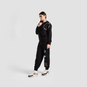 Pantalon de jogging GAI Pulse pour homme 100 % coton, noir, en molleton bouclette, coupe ample, style sportif, taille basse, tailles XL et 6XL - Product Image 4