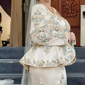 Traditional-Algerian Elegant & stylish Jacket-Karakou <b>DRESS</b> with Embellished Glass Beads Pearls Dabka work on Velvet Fabric=2025 - Product Image 1