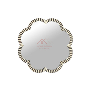 Round <b>Black</b> and White <b>Wall</b> Decor <b>Mirror</b> Bone Inlay Home <b>Wall</b> Decor <b>Mirrors</b> - Product Image 1