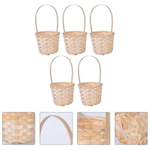 Lightweight Bamboo Shopping <b>Basket</b> with <b>Handle</b> for Market, Travel and Camping - Product Image 6