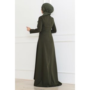 Robe décontractée Mega Merchant Khaki 6119, style brodé, 100% coton - Product Image 4