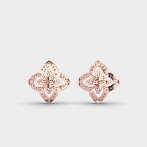 Boucles d'oreilles en diamant de laboratoire de coupe ronde de style vintage en or massif 14 carats boucles d'oreilles de fiançailles de mariage 1 + 1 diamant CTW - Product Image 2