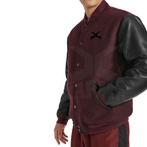 Men's High Quality Breathable Wool/<b>Leather</b> Letterman <b>Jacket</b> Customizable Options Latest Oversized Stand Collar Design for Winter - Product Image 4