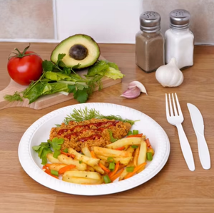 Vaisselle jetable en bagasse de canne à sucre de 6, 7 et 8 pouces, vaisselle écologique et compostable pour les repas et les fêtes - Product Image 4