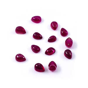 Rubis naturels de Bangkok calibrés, cabochons en forme de poire, pierres précieuses de luxe de haute qualité, 5x7mm et 6x8mm, polies avec certificat IGI - Product Image 1