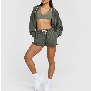 Tenues de station de plage d'été décontractées pour femmes taille haute élastique respirant surdimensionné chaud sable brut Shorts de salon lavés Shorts chauds - Product Image 4
