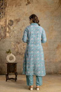 Imprimé Dupatta travail à la main fabricant indien élégant rayonne Kurta pantalon concepteur rayonne Kurta ensemble vêtements ethniques légers - Product Image 4