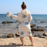 Peignoir à Capuche Turc en Coton Déshabillé Séchage Rapide Manches Longues Doux Femmes Hommes Bonne Qualité Maison Sauna Plage Taille Option