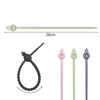Kabel silikon pengunci sendiri multifungsi, pengatur penyimpanan peralatan dapur portabel dapat dilipat berbentuk 8 untuk manajemen kabel
