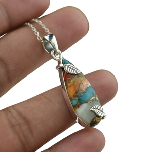 Colgante de regalo de boda hecho a mano de la mejor calidad de Plata de Ley 925, colgantes y dijes finos con piedras preciosas, Spinner turquesa para mujer - Product Image 1