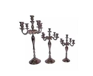 Juego de 3 candelabros dorados de aluminio alto con estilo, decoración de vestíbulo de boda, centro de mesa decorado, candelabros de 5 brazos - Product Image 1