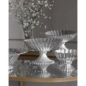 Bol à fruits décoratif de style piédestal décoration intérieure de la maison bols à plat de service en métal bols de style floral de qualité minimaliste - Product Image 6