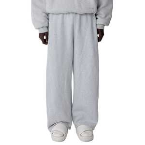 Men Sweatpants Heather Grey Heavyweight 100% Cotton <b>Jogger</b> Loose <b>Stacked</b> Wide Leg Pants Vintage Drawstring Custom Sweatpants - Product Image 1