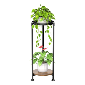2-stufiger moderner pulverbeschichteter Stahl-Pflanzenständer, mehrfacher Blumentopfhalter für drinnen und draußen, Pflanzenregal, Präsentationsregal für die Terrasse - Product Image 1
