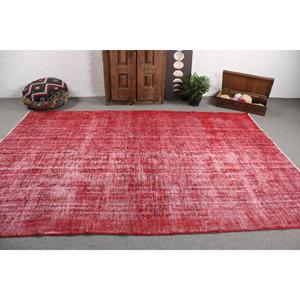 Vintage Turkish Rug, Oversize 7.1x10.2 ft (215x311 cm) Rug, <b>Red</b> Southwestern <b>Wool</b> Rug - Product Image 3