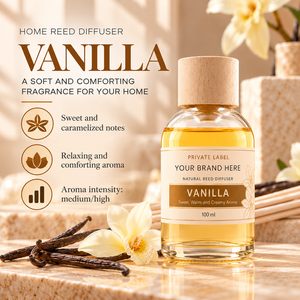 Diffusore di Aromi alla Vaniglia con Etichetta Privata 100ml OEM |   Deodorante per Ambienti Mikado, Fragranza per la Casa |   Spagna UE - Product Image 2