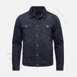 Chaqueta de Mezclilla para Hombre, Estilo Motero, Vintage, Lavada, Cierre de Botones, Múltiples Bolsillos, Color y Talla Personalizables, Diseño Resistente a la Decoloración - Product Image 1