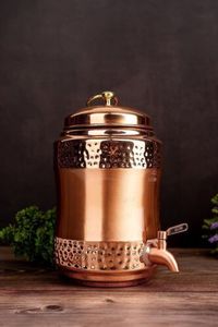 Antique Finished Copper Beverage Dispenser with Handcrafted Detailing for Rustic and <b>Vintage</b> Inspired Home Accents - Product Image 2