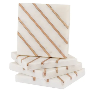 Posavasos de mármol de la mejor calidad, diseño de líneas de latón, cuadrado, venta al por mayor, posavasos personalizado de 10cm y 4 pulgadas - Product Image 1