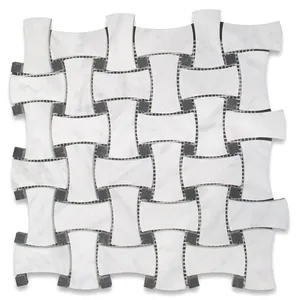 Carrara venato หินอ่อนขนาดใหญ่ dogbone บาสเกตบอลสานโมเสค honed tile คอลเลกชันกระเบื้อง C67L1XH - Product Image 1