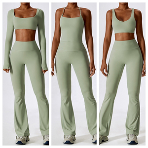 Nueva ropa de yoga Gimnasio Conjuntos de fitness Entrenamiento Fitness Ropa de gimnasio Cintura alta Mujeres Camiseta sin mangas Conjuntos de yoga Logotipo personalizado - Product Image 1