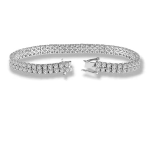Bracelet en or blanc massif 18 carats avec diamants taille ronde Cadeau en or véritable naturel pour cadeau d'anniversaire et fille - Product Image 3