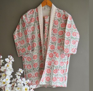 ฤดูร้อนพิมพ์เสื้อสั้นเสื้อ Boho ฮิปปี้ด้านหน้าเปิดเสื้อแจ็คเก็ตอินเดียแฮนด์เมด Kantha ผ้าห่มเสื้อสั้นดอกไม้บล็อก - Product Image 6