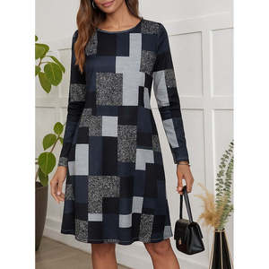Vestido Supreme geométrico de manga larga y cuello redondo para mujer, 28730 - estampado - Product Image 3