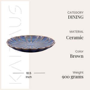 Assiettes en céramique marron en forme de fleur, lot de 4, 10,5 pouces, design bohème, personnalisables pour la maison et les fêtes, nouvelle collection pour hôtels - Product Image 4