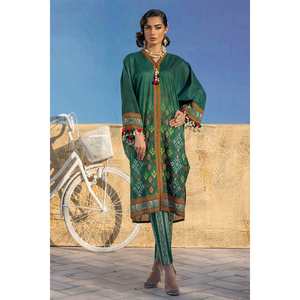 Conjunto de traje de dos piezas sin coser para mujer, color verde - Product Image 5