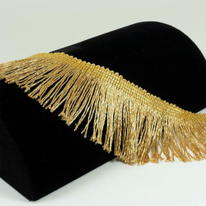 2024 Arrival Custom <b>Yellow</b> Gold Rayon Double Bullion Fringe Embroidered 3D Trim Roll for Uniform Costume Decoration Low MOQ Sale - Product Image 5