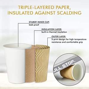 Vasos desechables biodegradables de papel ondulado de 12 oz, aptos para microondas, a prueba de fugas, diseño de doble pared, café ecológico compostable - Product Image 2