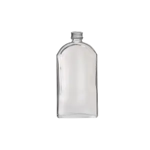 Wholesale 500ml Flask Flat Glass Bottles for Vodka from France Tequila in Bulk Whiskey Orange Flavour Liquid