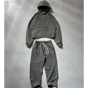 Trajes de chándal 550GSM para hombre, chándal de 2 piezas, conjuntos de trajes para correr, medio cuello alto y pantalones de chándal, entrenamiento informal - Product Image 4