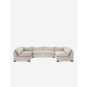 Decima 5-Piece Chesterfield Sectional Sofa Genuine Leather Fabric PU Living Room Furniture <b>Cheap</b> Alternative for Home Apartment - Product Image 1