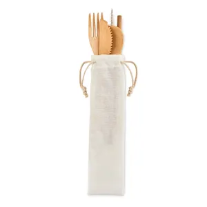 SETSTRAW Ensemble de couverts écologiques en bambou pour le camping en plein air et ustensiles respectueux de l'environnement - Product Image 3