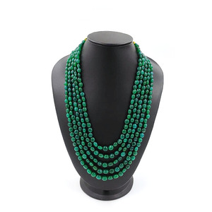 Collier de perles d'onyx vert fait à la main, 5 couches de pierres précieuses, perles de pierre naturelle Boho, collier épais - Product Image 5