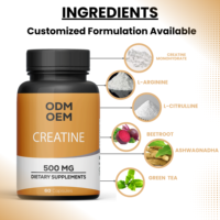 Capsules de monohydrate de créatine de marque privée 500mg 60 suppléments à base de plantes pré-entraînement soutien énergétique et fitness