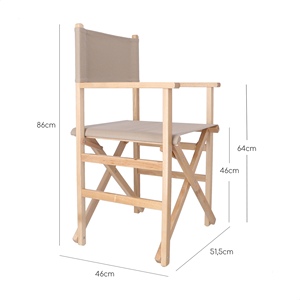 Sedia da Regista WELL HOME Grigio Pietra 51x46x86 cm in Legno di Faggio con Finitura Verniciata e Tela, Elegante e Confortevole - Product Image 3