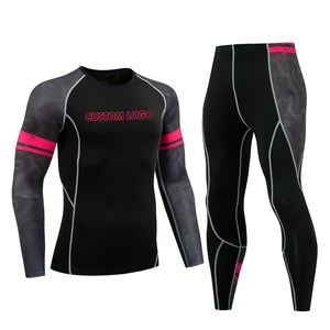 Tenue de combat MMA respirante, durable et à séchage rapide, manches longues, pour BJJ et lutte, haute élasticité, ensemble 2 pièces, rashguard imprimé - Product Image 1